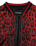 Veste bomber homme Dolce & Gabbana à zip complet avec motif léopard rouge, style tendance et élégant.