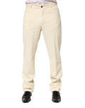 Pantalon homme Burberry beige en velours de coton droit, style classique et élégant, tissu côtelé et coupe confortable.