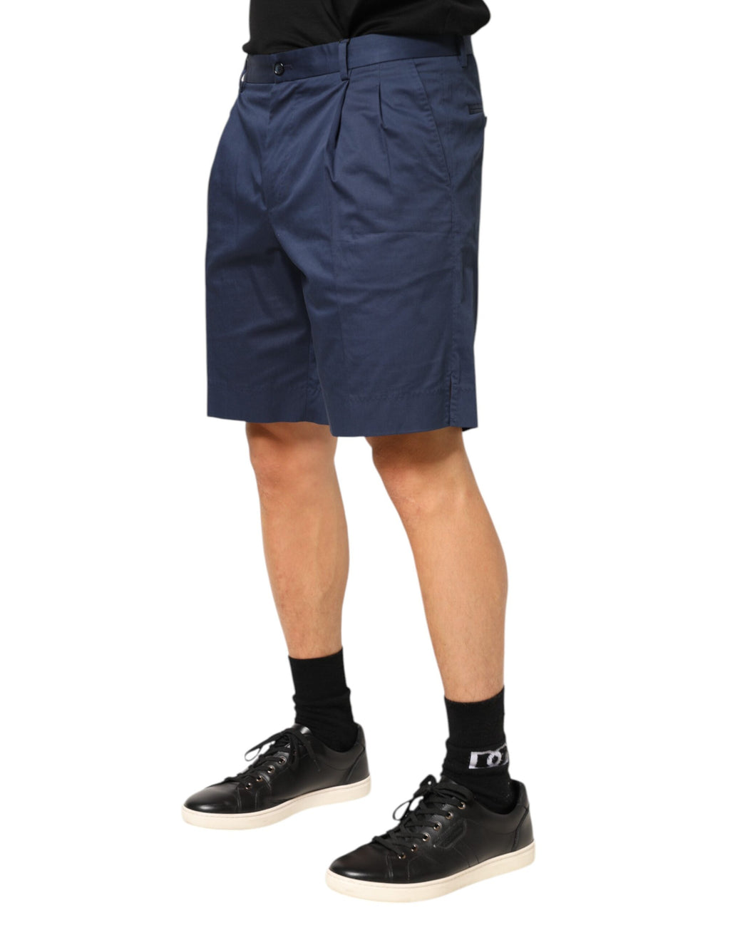 Shorts bermuda en coton bleu Dolce & Gabbana, taille mi-haute, extensibles, pour homme, visibles en image.