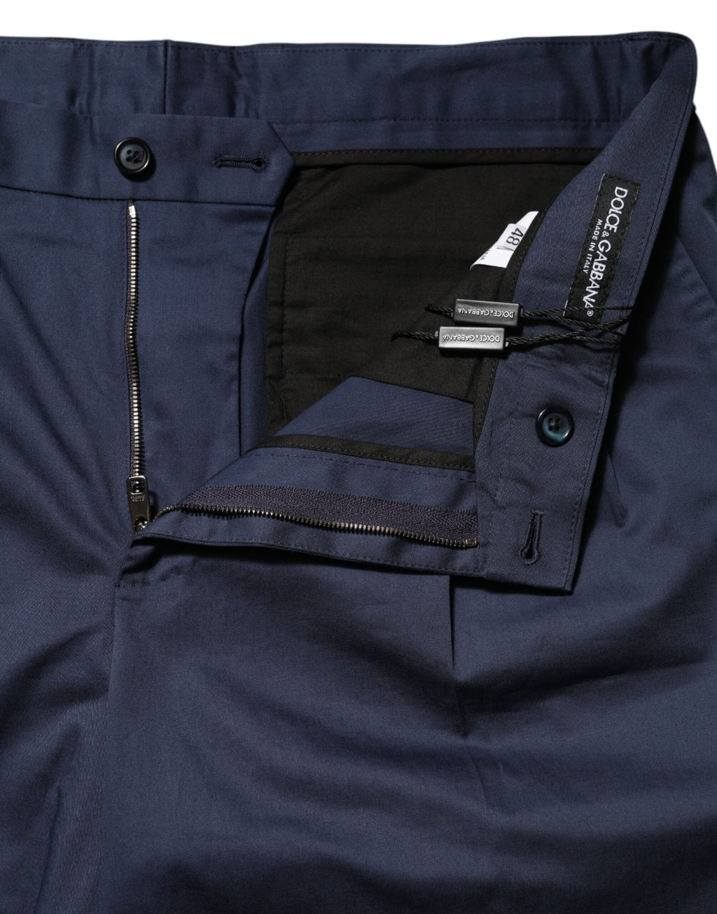 Shorts bermuda en coton stretch bleu Dolce & Gabbana, taille moyenne, style décontracté et confortable.