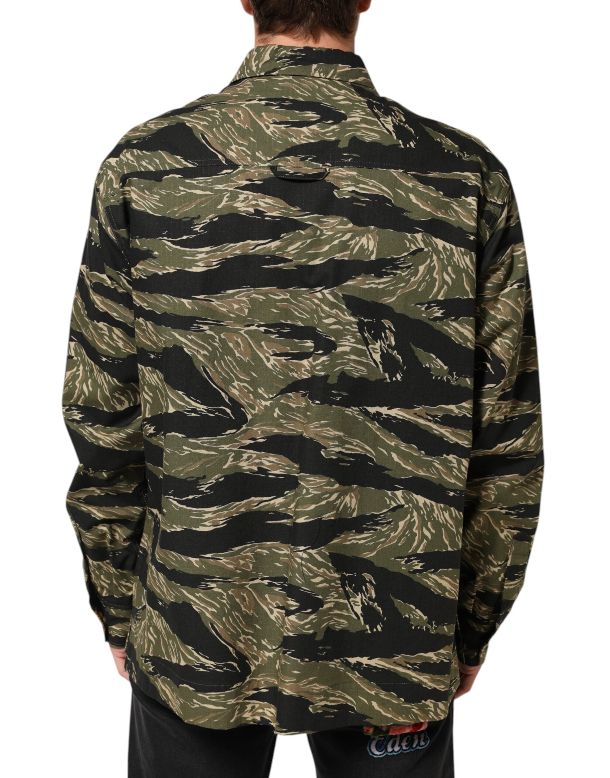 Chemise casual en coton camouflage multicolore de Dolce & Gabbana, style décontracté et tendance.