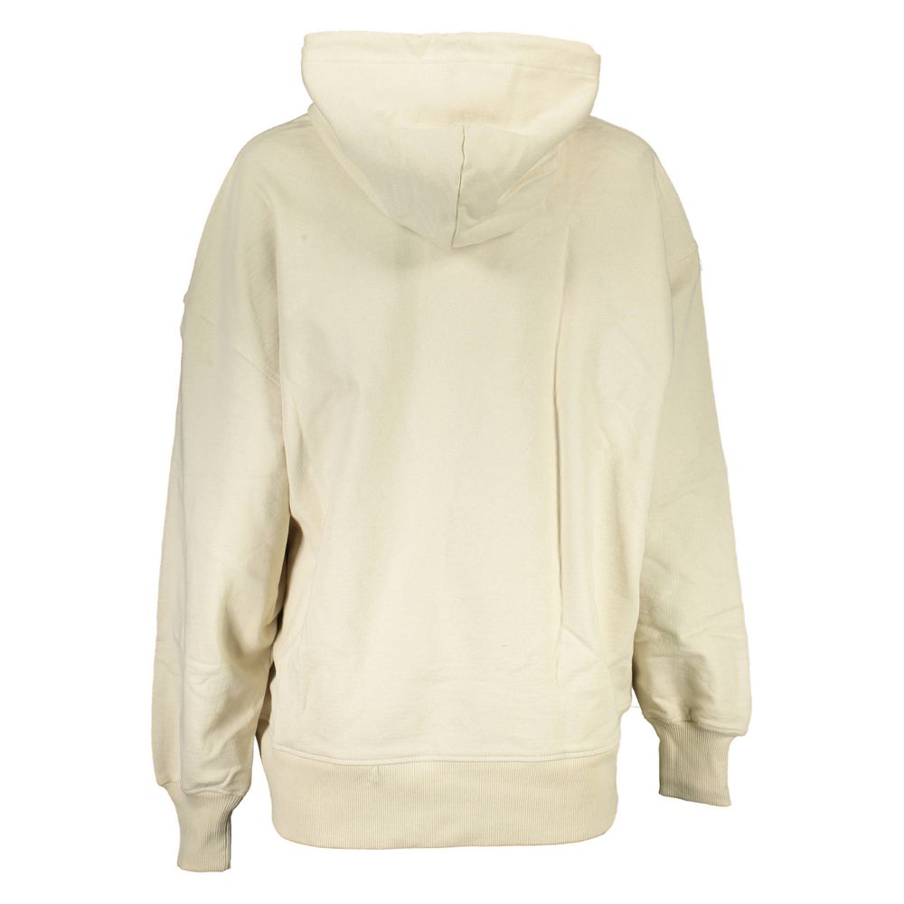 Sweat à capuche beige pour femmes en coton recyclé de la marque Calvin Klein, tissu doux et confortable.