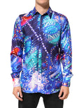 Chemise pour homme Dolce & Gabbana Multicolor Luminarie MARTINI Slim, motif coloré, col classique, ajustement slim.