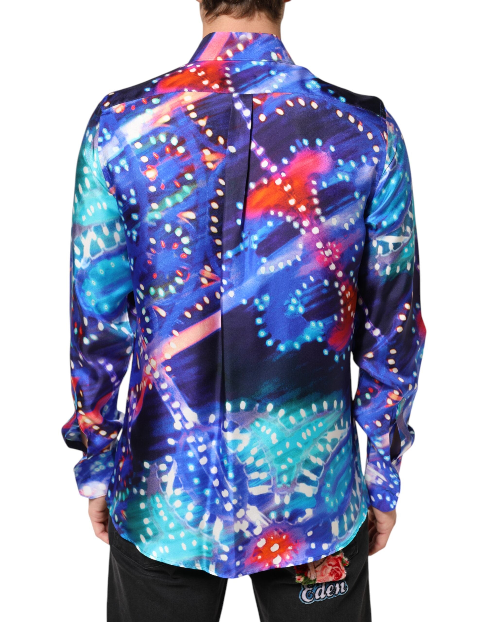 Chemise pour hommes Dolce & Gabbana Luminarie Martini Slim multicolore, design élégant avec motif coloré.