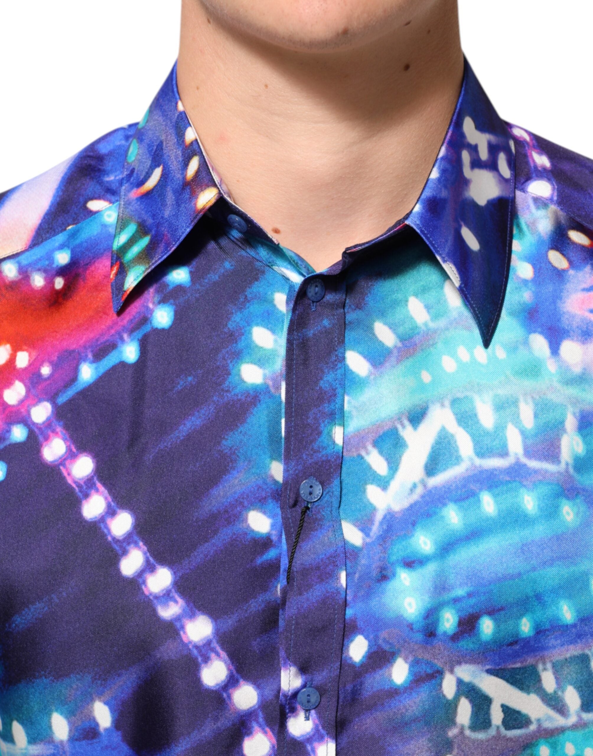 Chemise homme Dolce & Gabbana Luminarie MARTINI multicolore, style slim, avec motif lumineux et élégant.