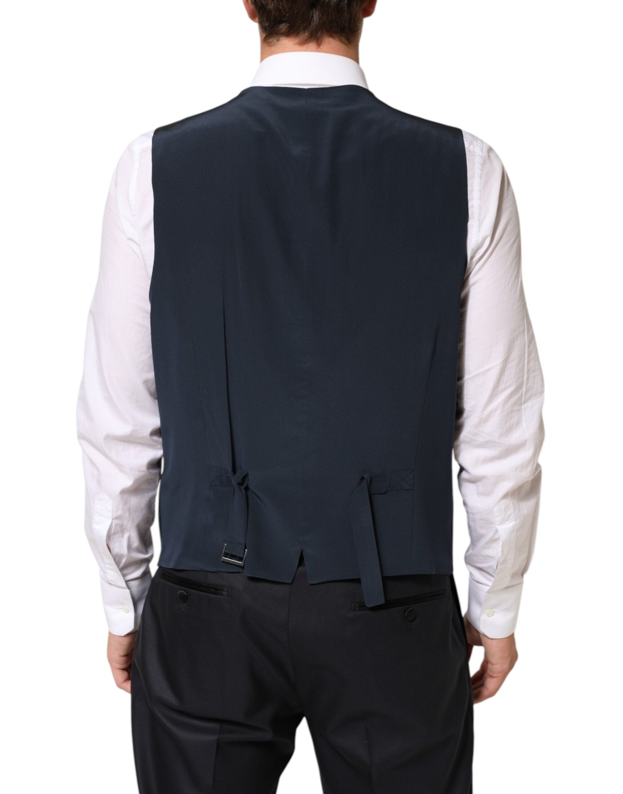 Costume trois pièces noir Dolce & Gabbana Martini avec deux boutons, costume élégant et sophistiqué pour homme.