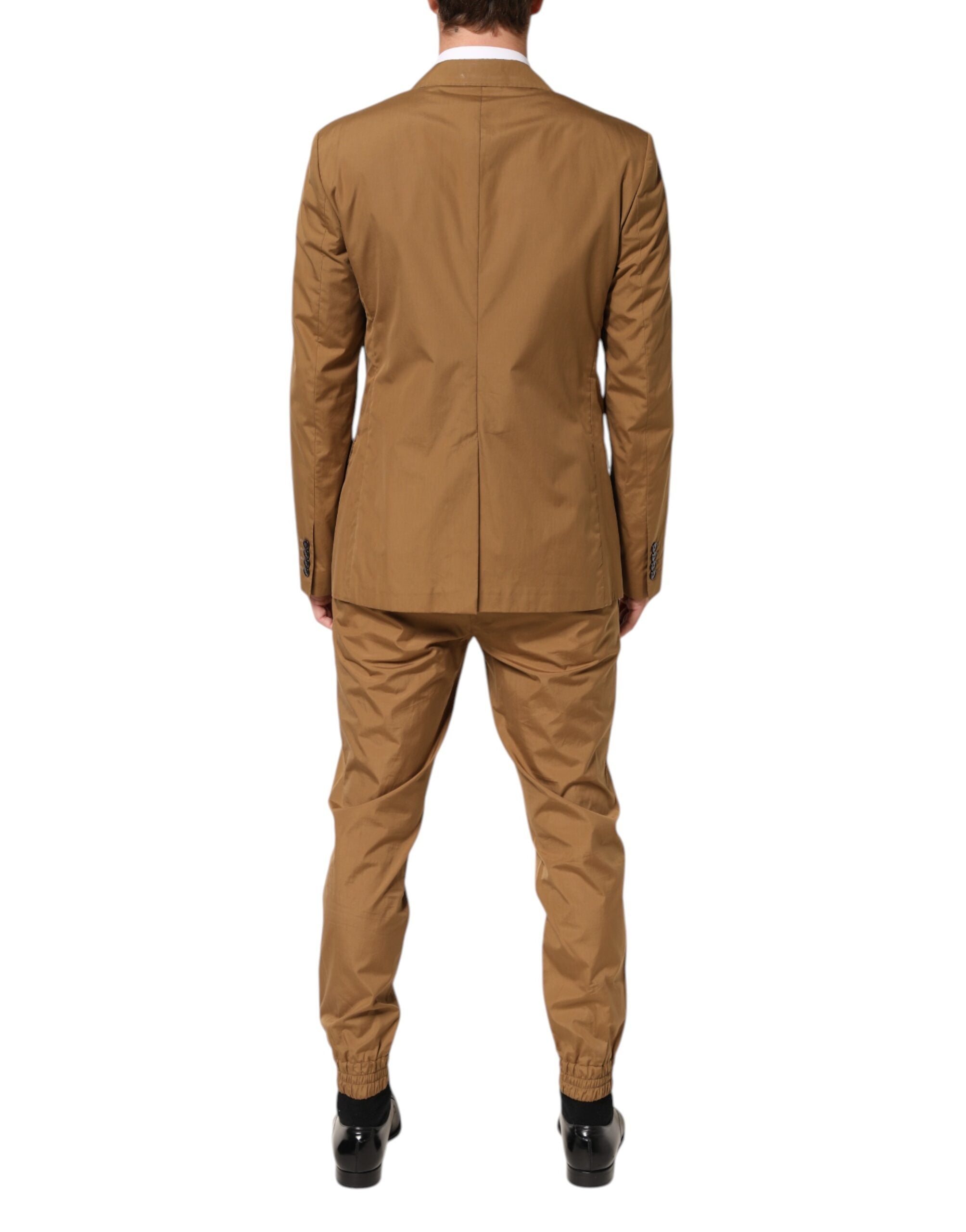 Costume homme Dolce & Gabbana TAORMINA marron à double boutonnage, veste et pantalon élégants, en tissu de qualité.