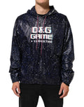 Sweatshirt à capuche pour homme Dolce & Gabbana Blue D&G Game, pull en coton bleu avec logo sur la poitrine.