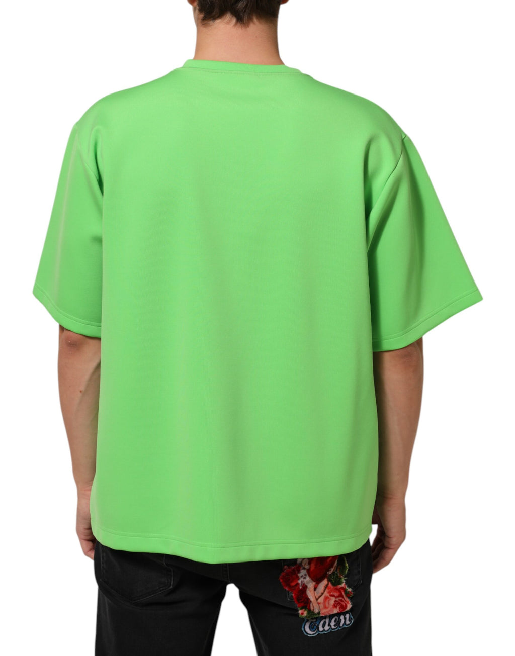 T-shirt vert Dolce & Gabbana à logo, col ras du cou, manches courtes, confection en coton, style casual et élégant.