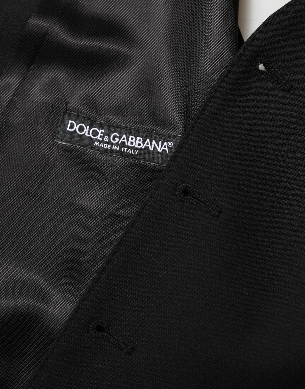 Gilet homme noir en laine Dolce & Gabbana, vêtement formel, veste sans manches élégante pour occasion spéciale.