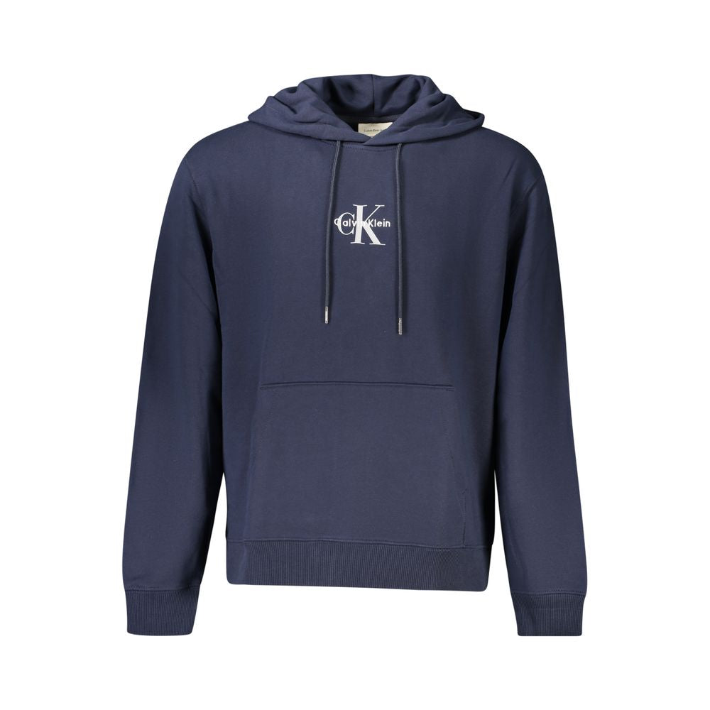 Sweat-shirt homme Calvin Klein Blu en coton avec logo visible, décontracté et confortable, parfait pour le sport ou la détente.