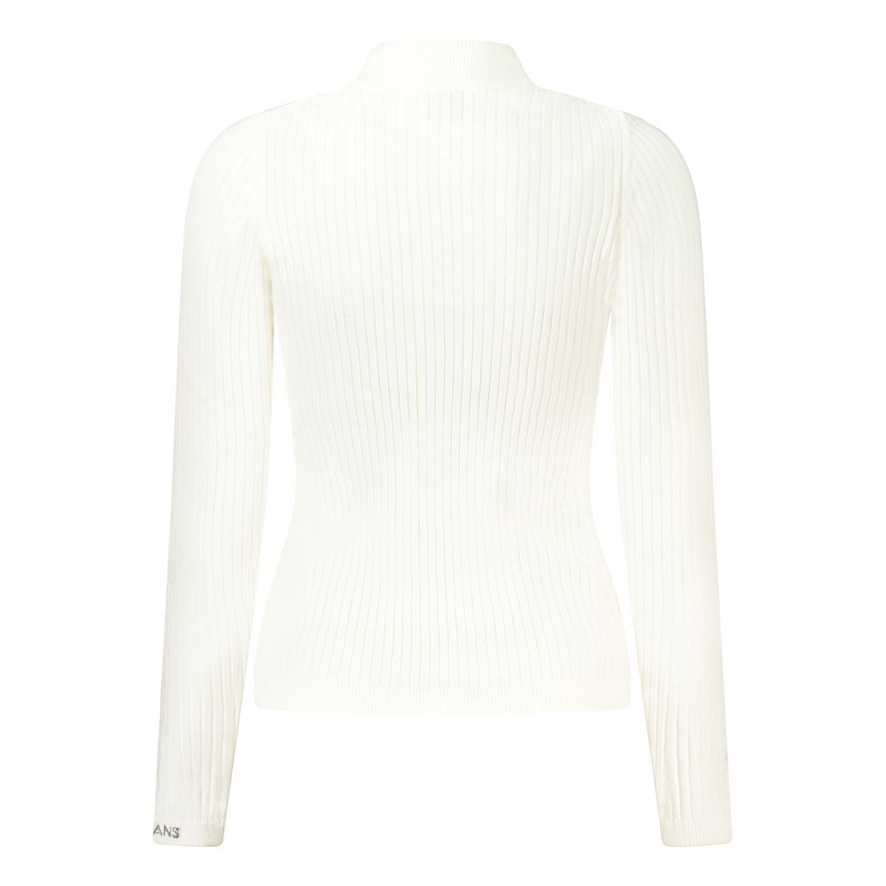 Pull en coton blanc pour femme de Pepe Jeans, sweat-shirt décontracté avec col rond et manches longues.