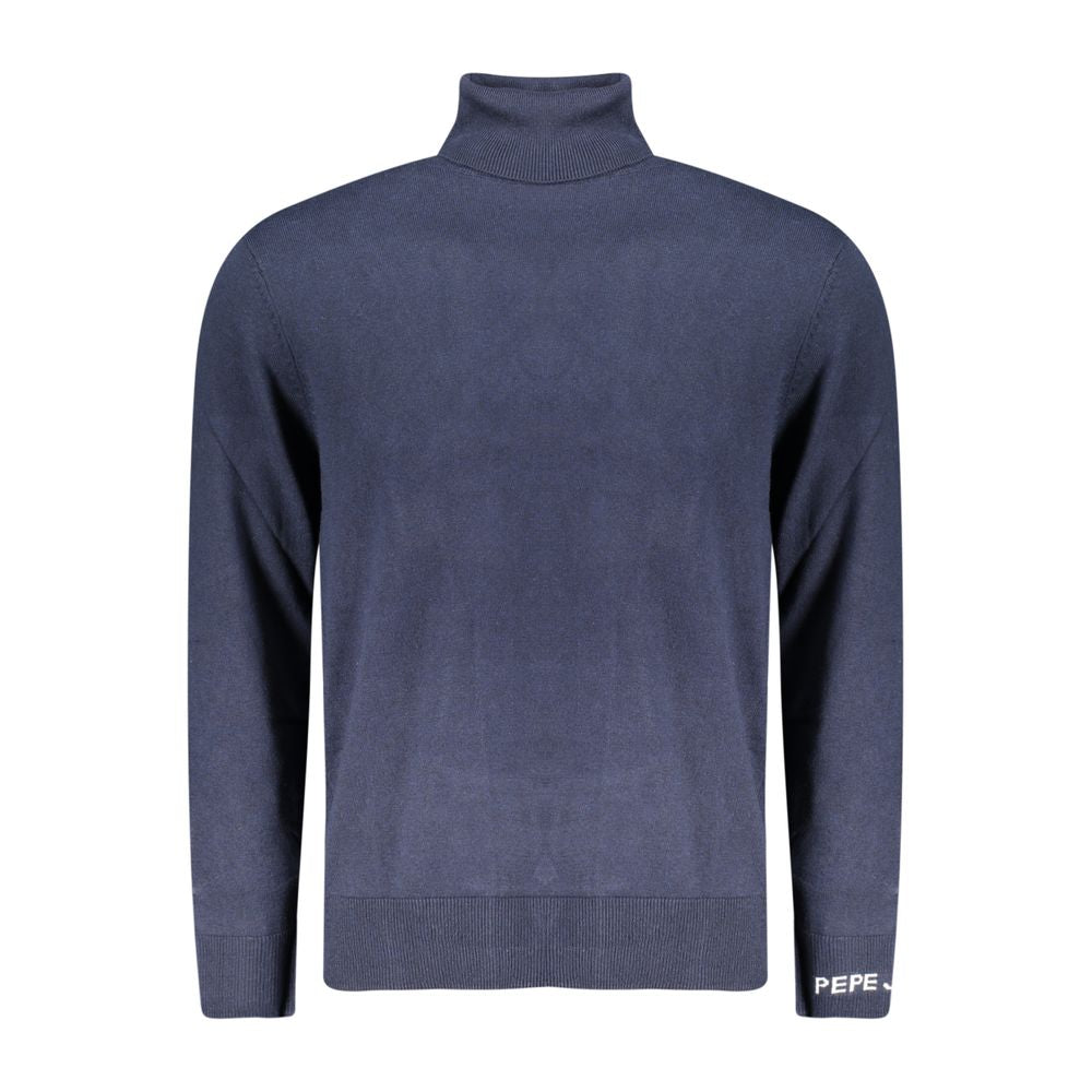 Pull en coton bleu Pepe Jeans pour homme avec col roulé, style décontracté et confortable, idéal pour l'automne et l'hiver.