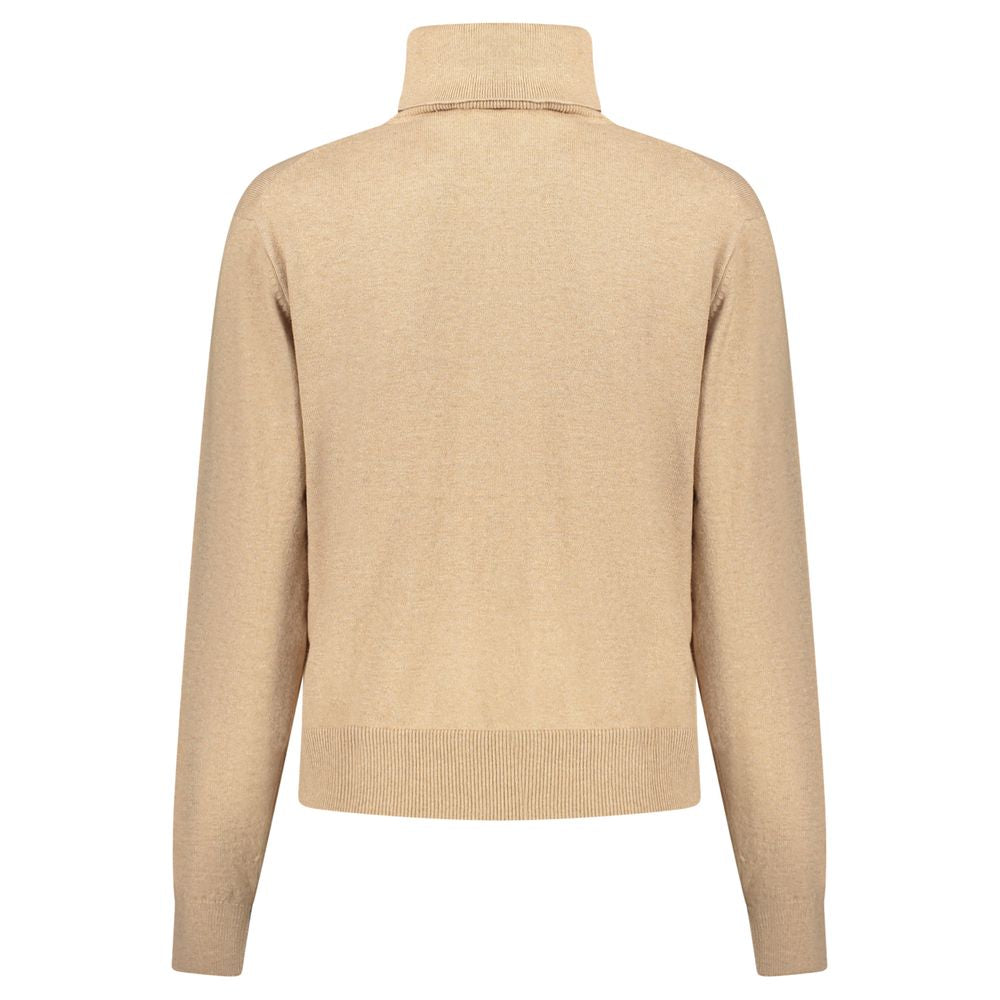 Pull pour femmes en coton beige de Pepe Jeans, doux et confortable, avec col rond et manches longues.