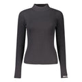 Pull à manches longues en coton noir pour femmes de Pepe Jeans, coupe décontractée, porté avec col rond.