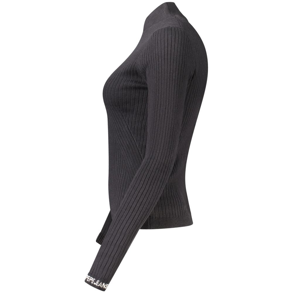 Pull-over pour femmes en coton noir de Pepe Jeans, sweat-shirt décontracté avec col rond et manches longues.