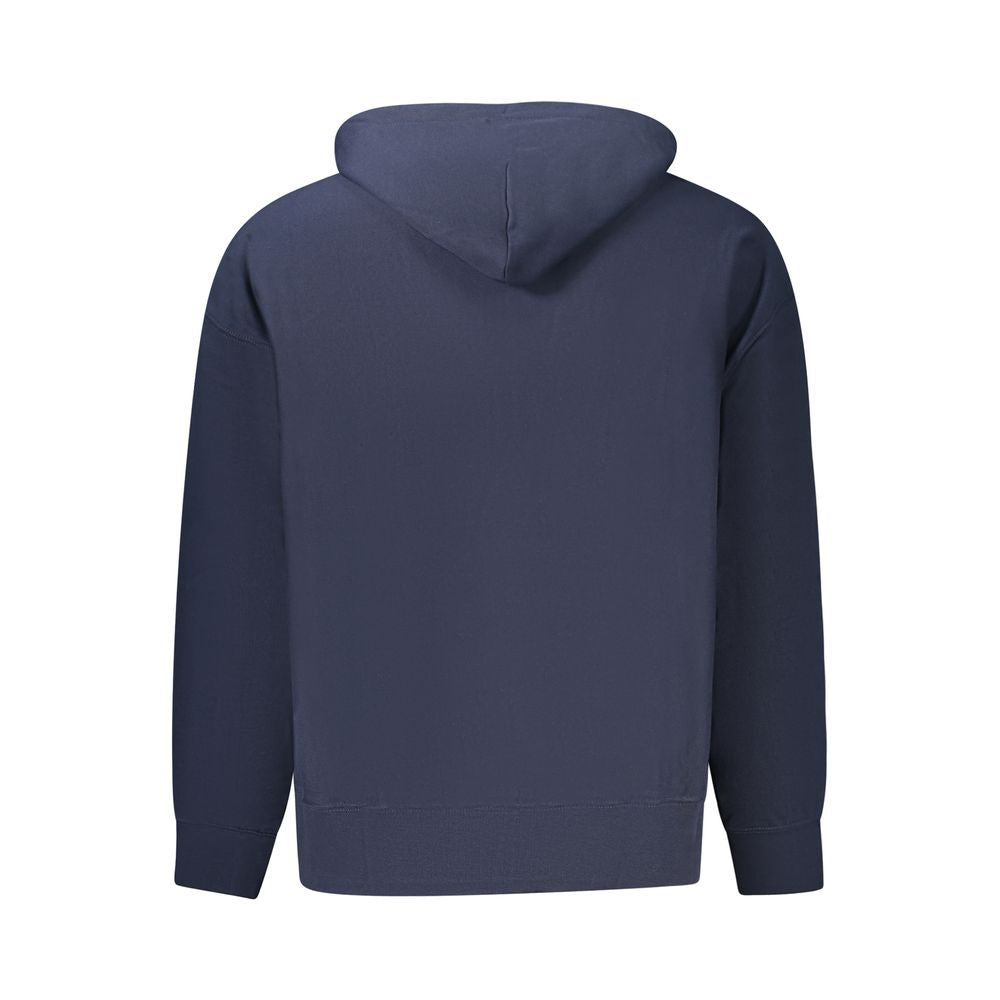 Sweat à capuche bleu en coton pour homme de la marque Calvin Klein, vue de face avec logo visible sur la poitrine.