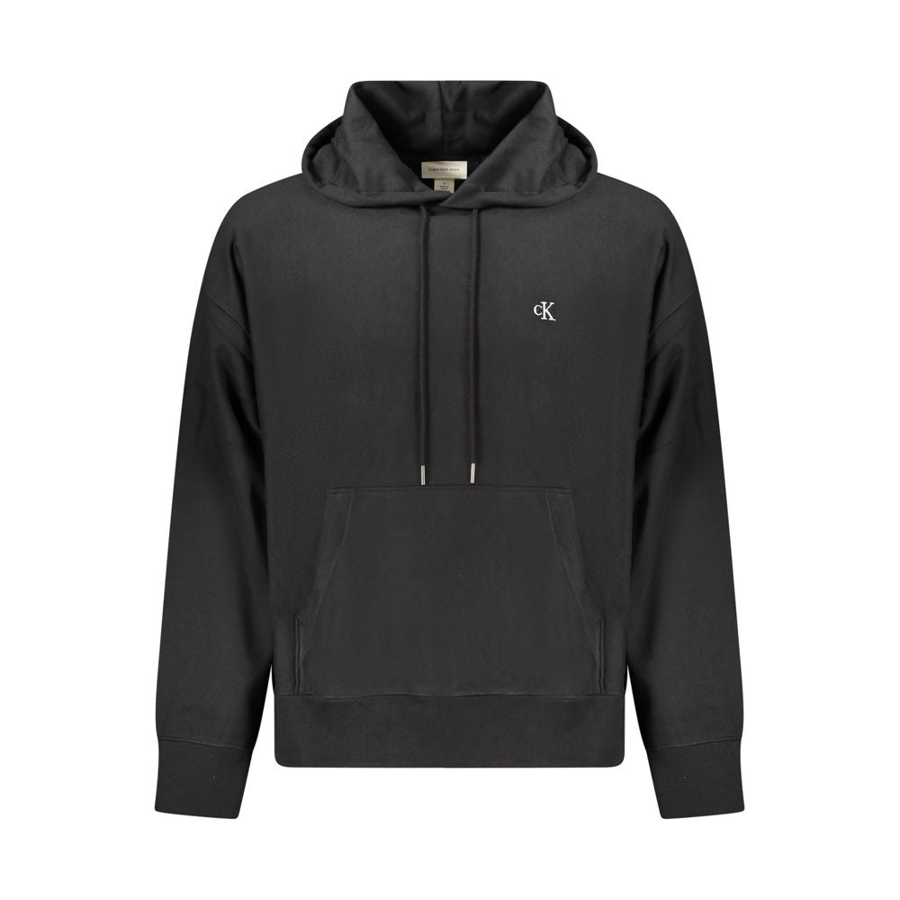 Sweat-shirt noir en coton pour homme de la marque Calvin Klein, style décontracté avec logo discret sur la poitrine.