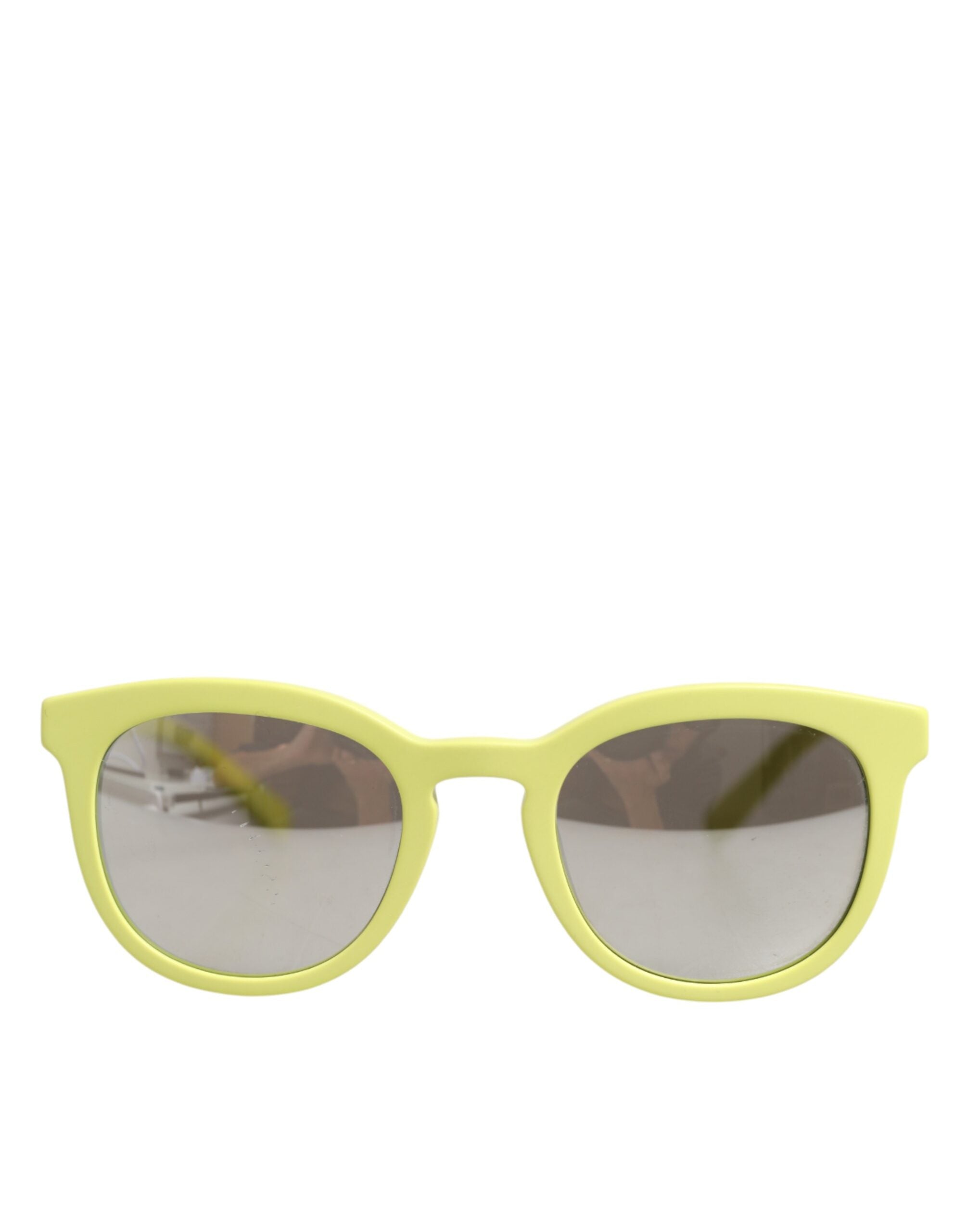 Lunettes de soleil Dolce & Gabbana DG4324 avec monture jaune et verres miroir réfléchissants, style moderne et tendance.