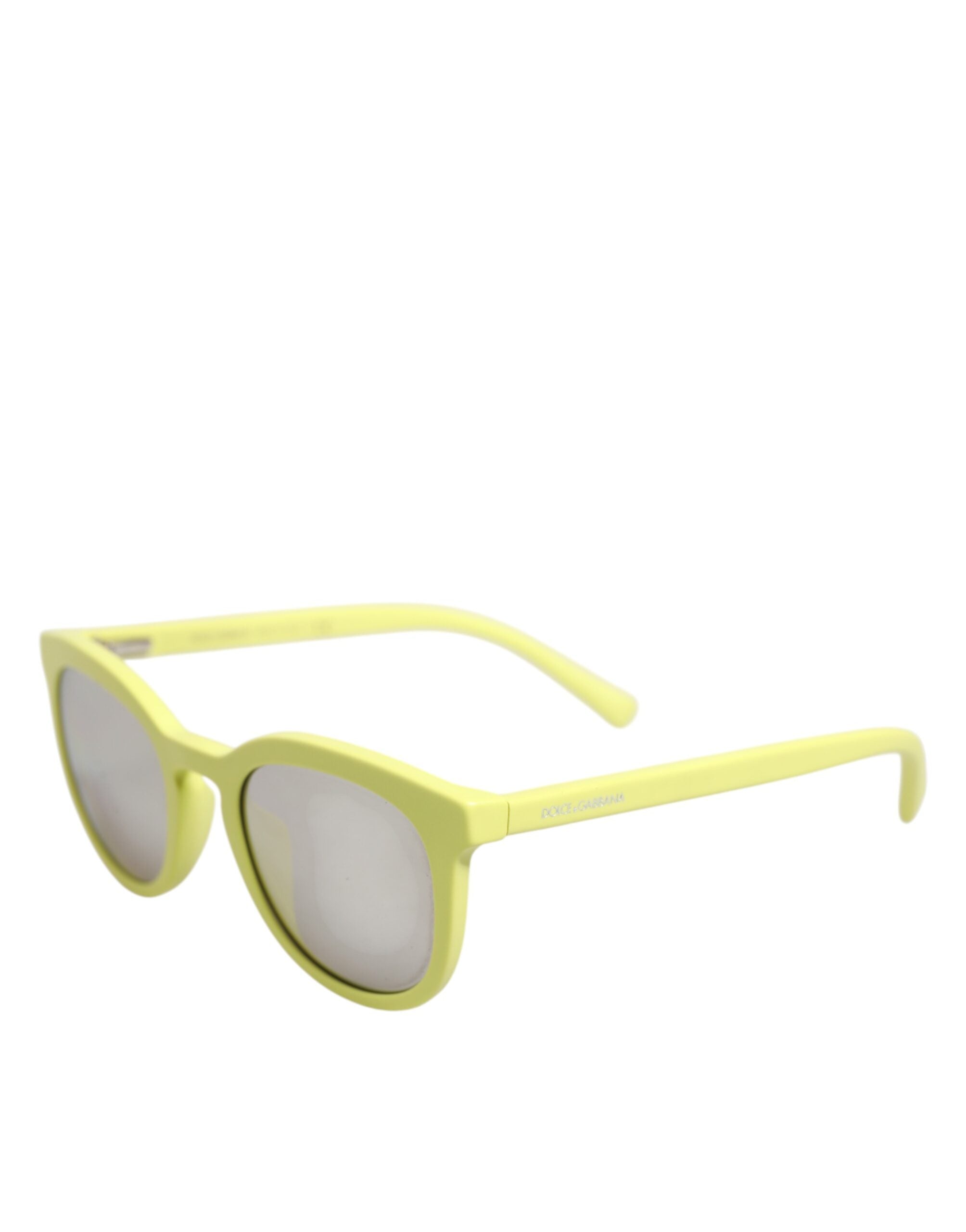 Lunettes de soleil Dolce & Gabbana DG4324 avec monture jaune et verres miroir, style élégant et moderne.