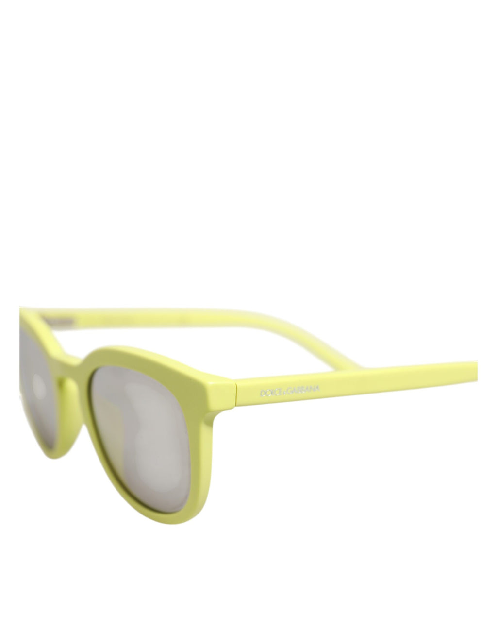 Lunettes de soleil Dolce & Gabbana DG4324 avec monture jaune et verres miroir réfléchissants, style élégant et moderne.