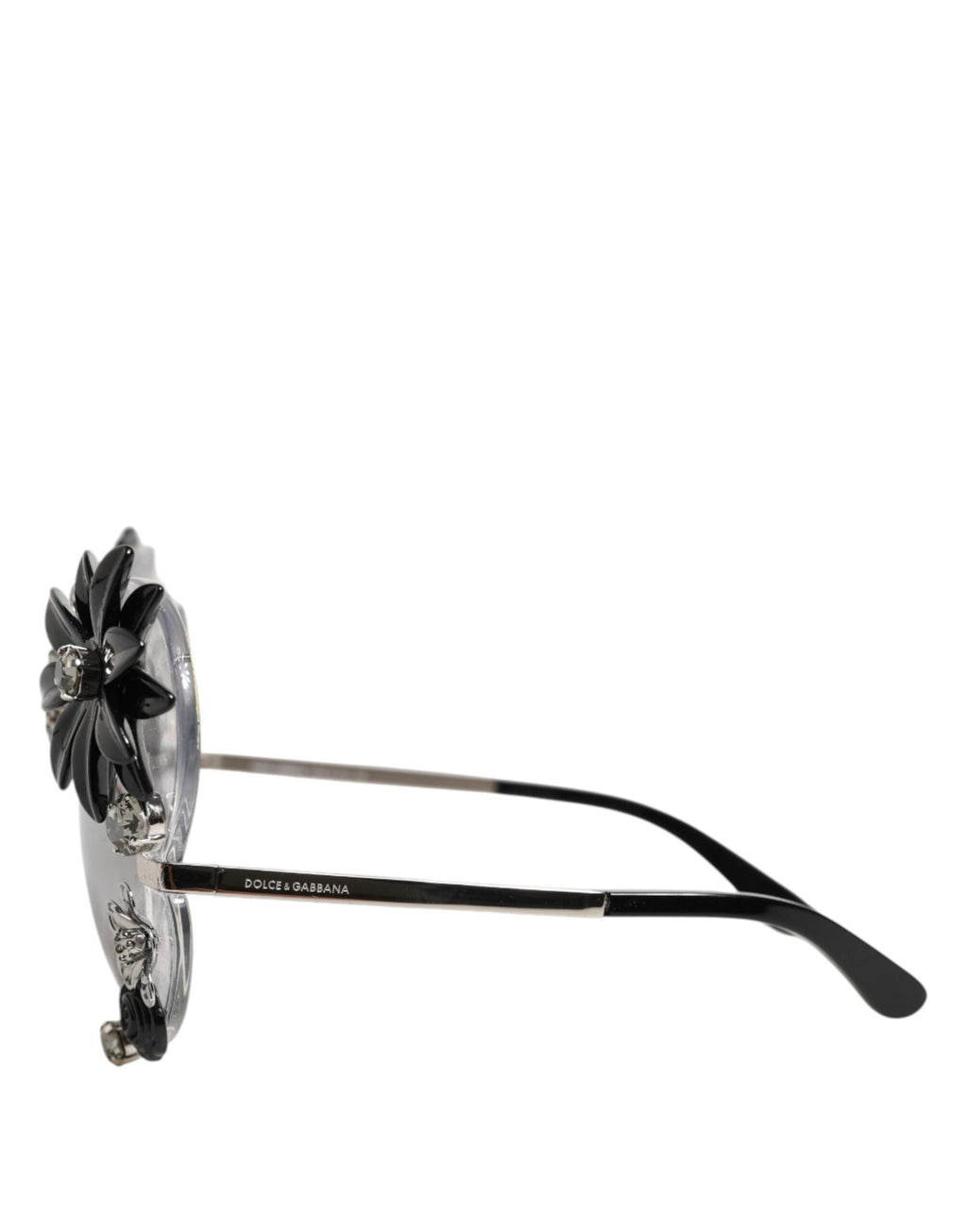 Lunettes de soleil rondes transparentes Dolce & Gabbana DG4292 avec fleurs en cristal, style élégant et sophistiqué