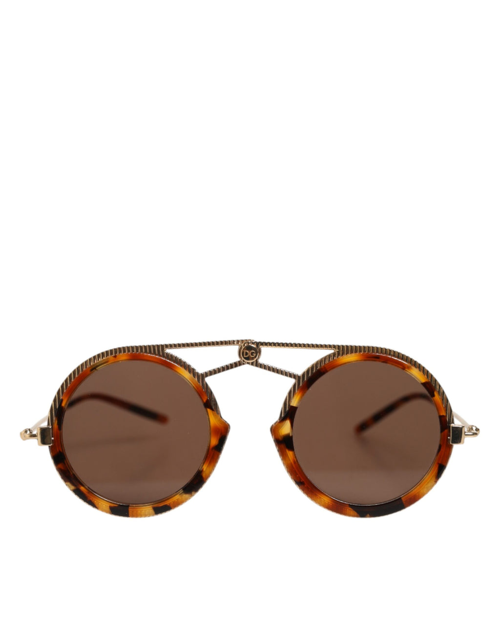 Lunettes de soleil Dolce & Gabbana Havana dorées avec cadre en acétate, style élégant et fait main.