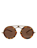 Lunettes de soleil Dolce & Gabbana Havana dorées avec cadre en acétate, style élégant et fait main.