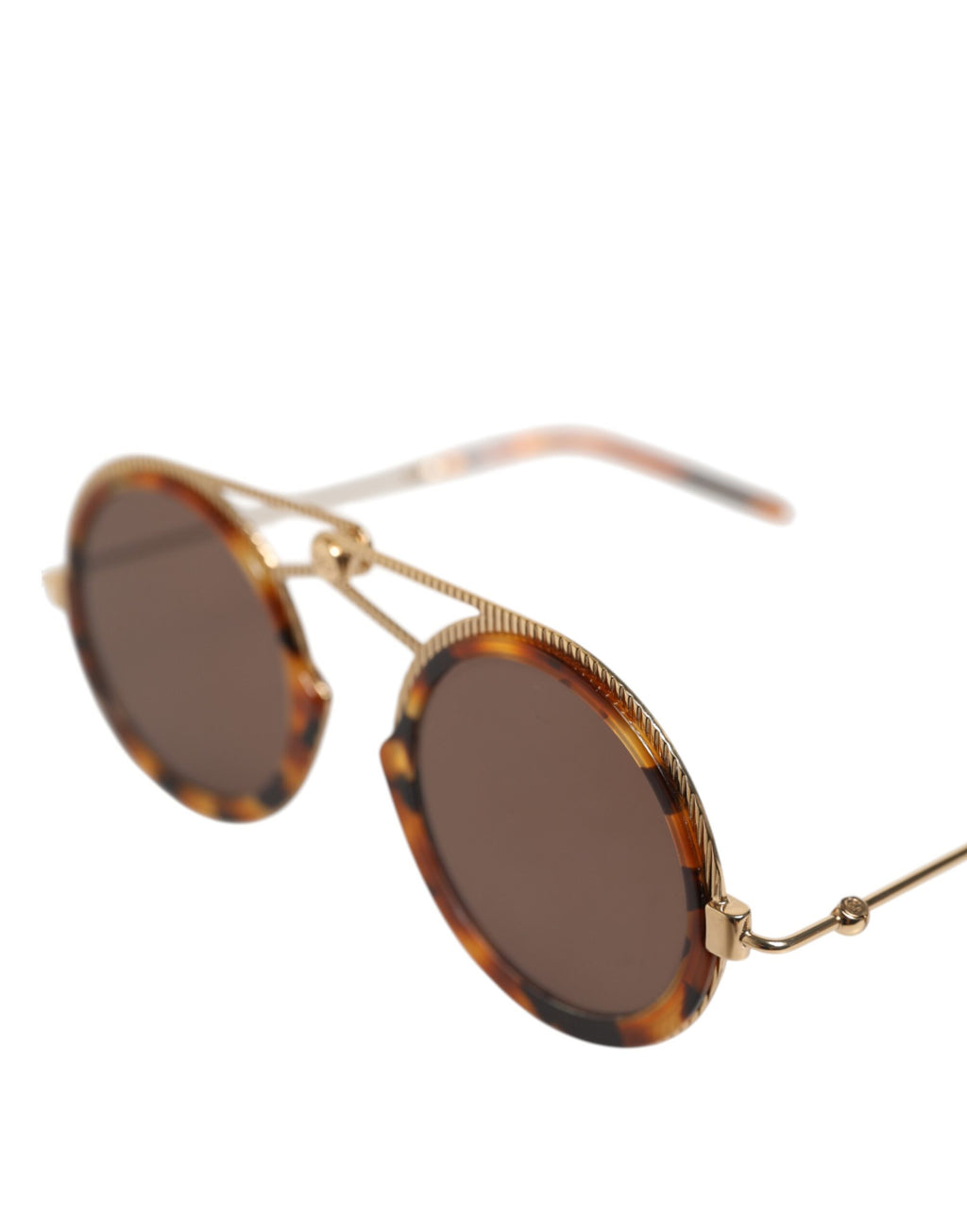 Lunettes de soleil Dolce & Gabbana Gold Havana avec monture en acétate et détails élégants, style sophistiqué.