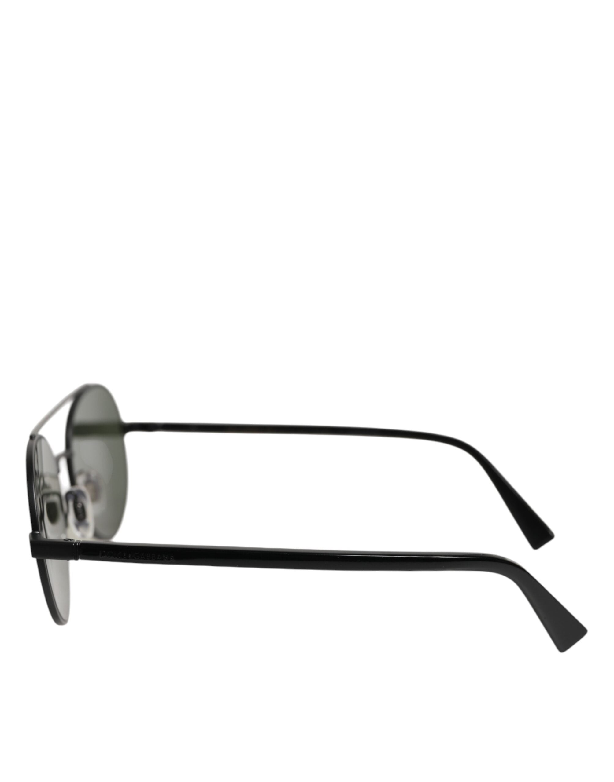 Lunettes de soleil Dolce & Gabbana avec cadre en acier noir mat et verres gris, élégantes et modernes.