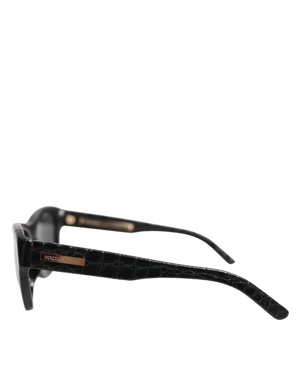 Lunettes de soleil Dolce & Gabbana DG4177 en cuir noir avec monture rectangulaire et verres teintés, style élégant et moderne.