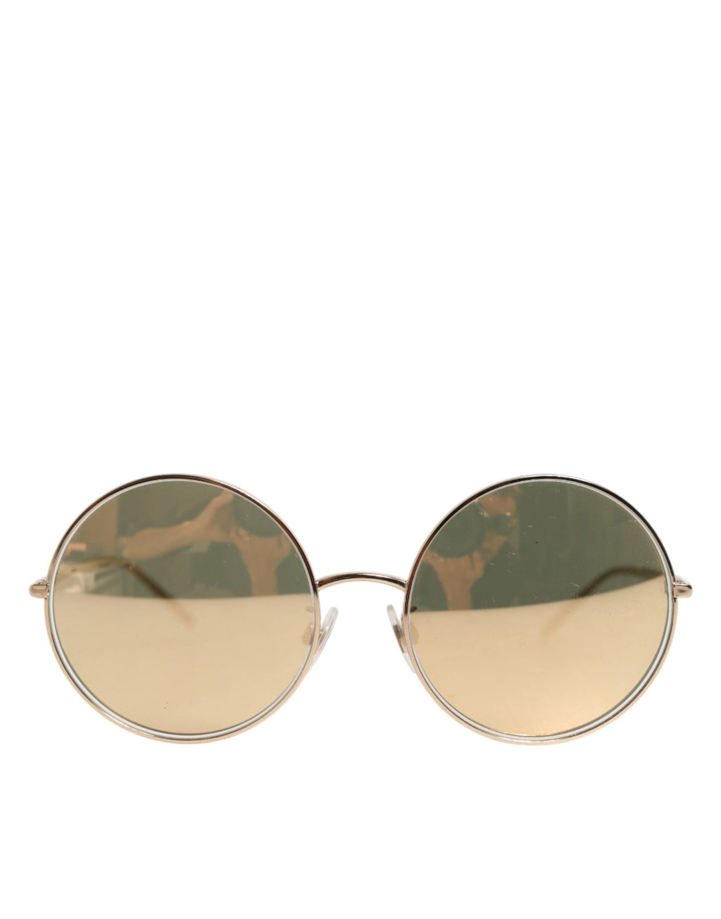 Lunettes de soleil rondes en métal doré Dolce & Gabbana, style élégant et moderne avec monture en or brillant.
