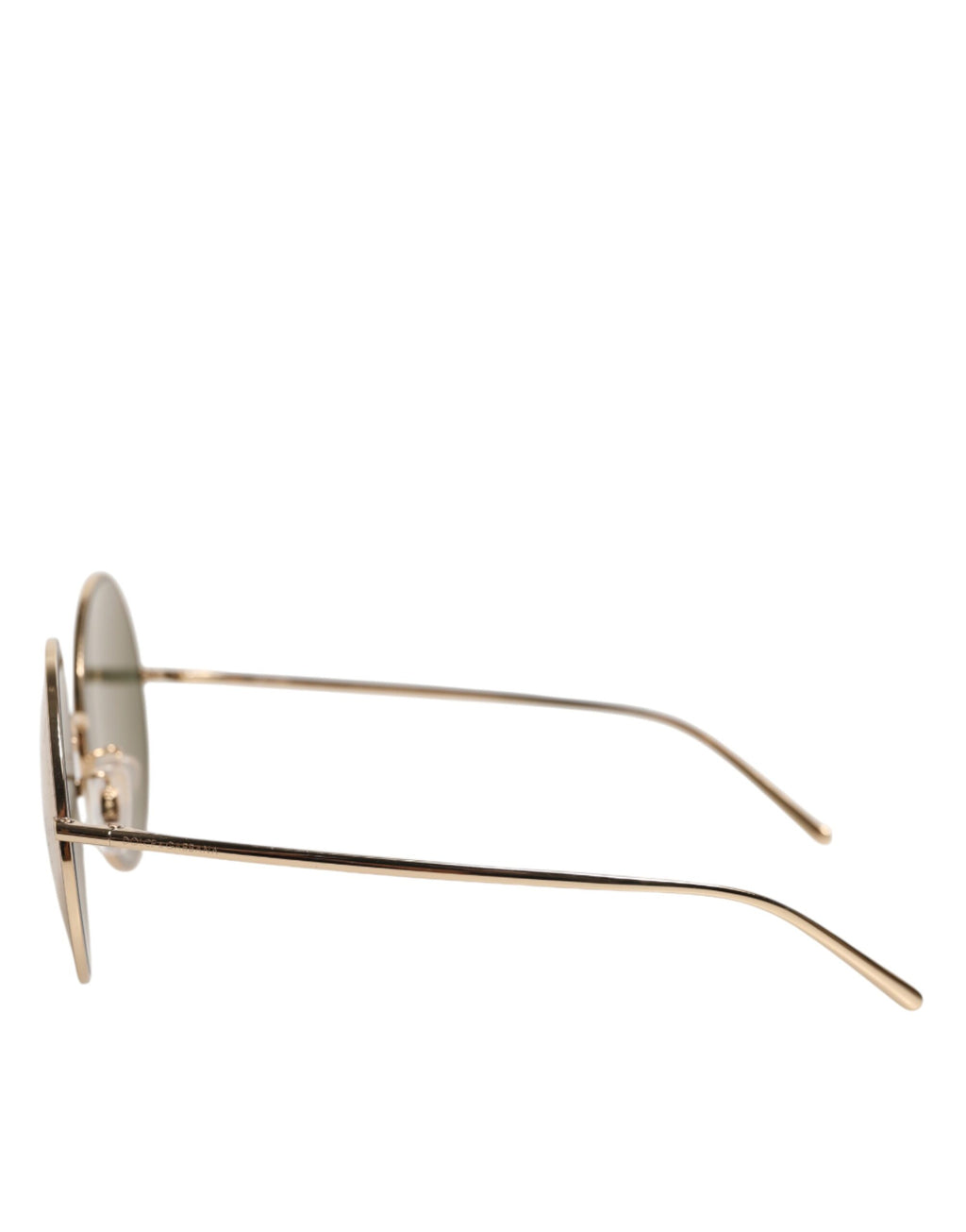 Lunettes de soleil rondes en métal doré Dolce & Gabbana, style élégant avec monture ronde et verres teintés.