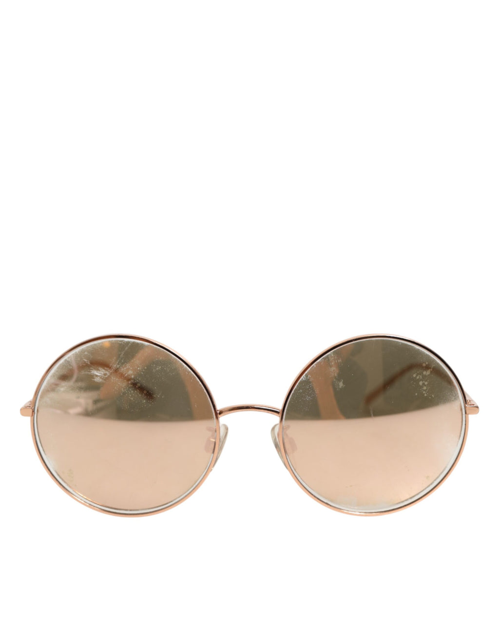 Lunettes de soleil Dolce & Gabbana DG2215K en métal doré, monture ronde élégante, vue de face.