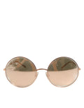 Lunettes de soleil Dolce & Gabbana DG2215K en métal doré, monture ronde élégante, vue de face.