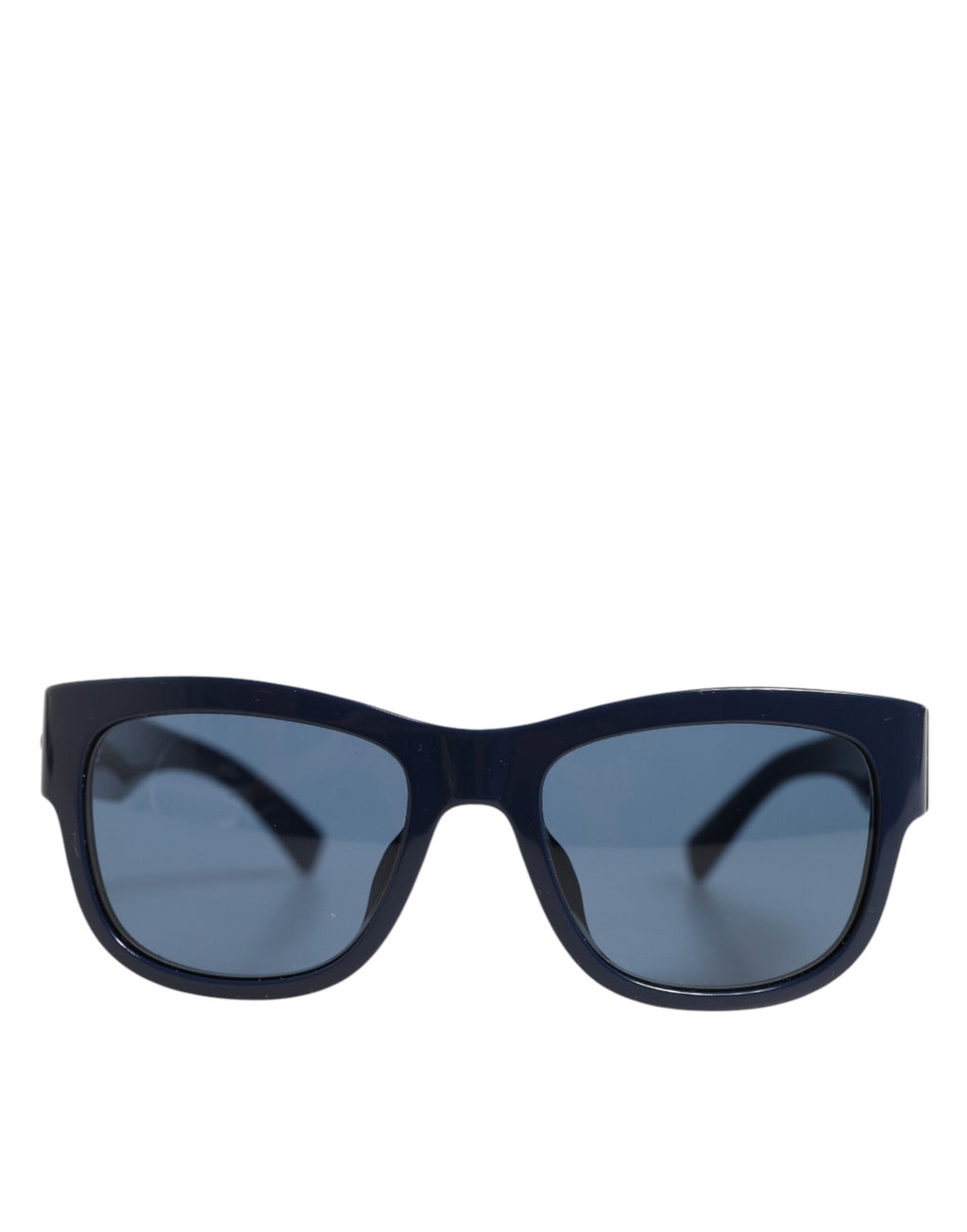 Lunettes de soleil Dolce & Gabbana avec monture en acétate bleue et verres polarisés, vue de face.