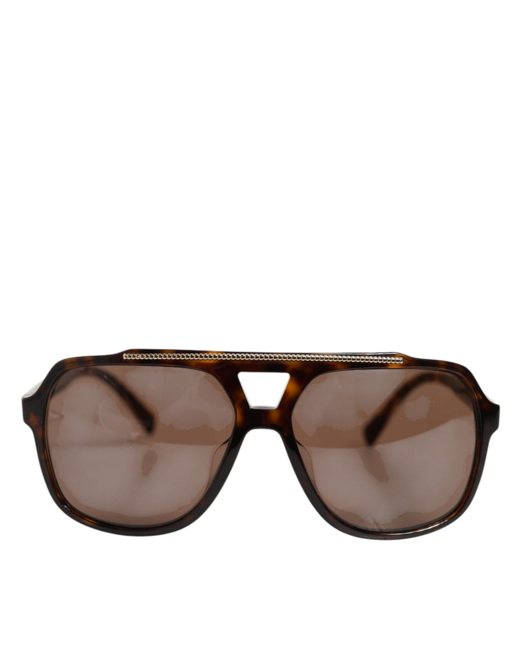 Lunettes de soleil Dolce & Gabbana à monture pilote en écaille de tortue brun foncé, style sophistiqué et tendance.