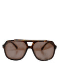 Lunettes de soleil Dolce & Gabbana à monture pilote en écaille de tortue brun foncé, style sophistiqué et tendance.