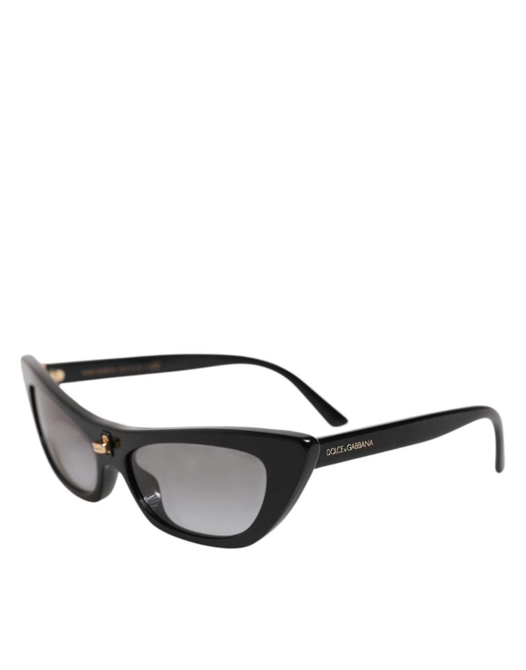Lunettes de soleil Dolce & Gabbana Re-Edition DNA, monture œil de chat noire, style élégant et tendance.