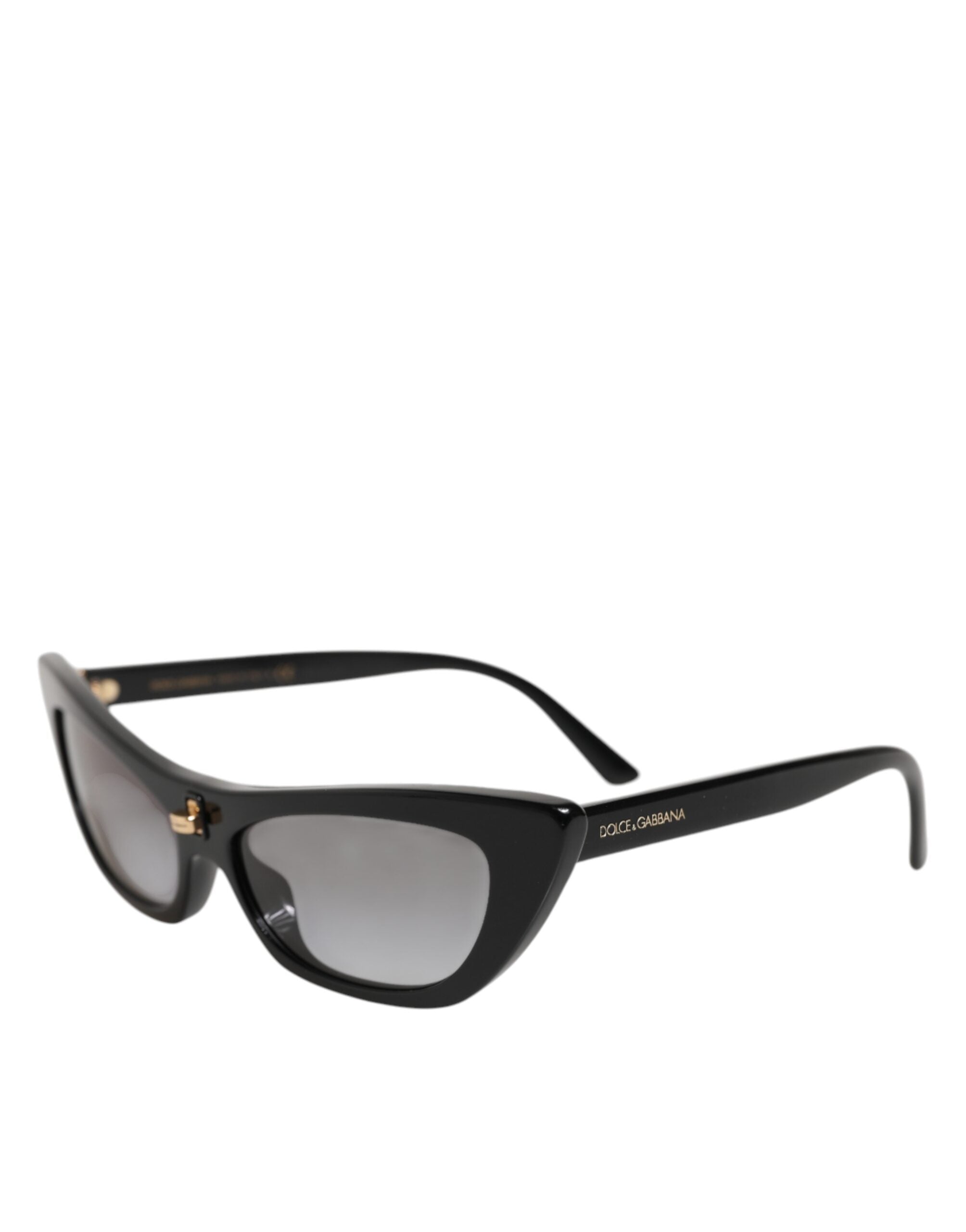 Lunettes de soleil Dolce & Gabbana Re-Edition DNA, monture œil de chat noire, style élégant et tendance.