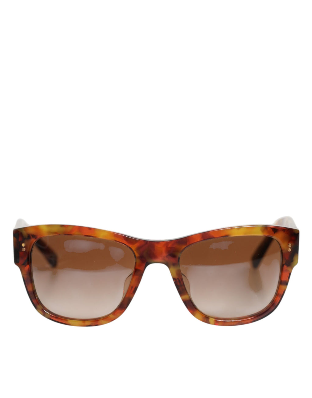 Lunettes de soleil rondes Dolce & Gabbana DG4338F marron avec monture pleine en métal, verres de style havane.
