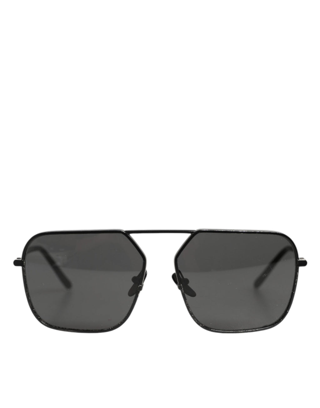 Lunettes de soleil Dolce & Gabbana avec monture en métal noire et verres carrés, style élégant et moderne.