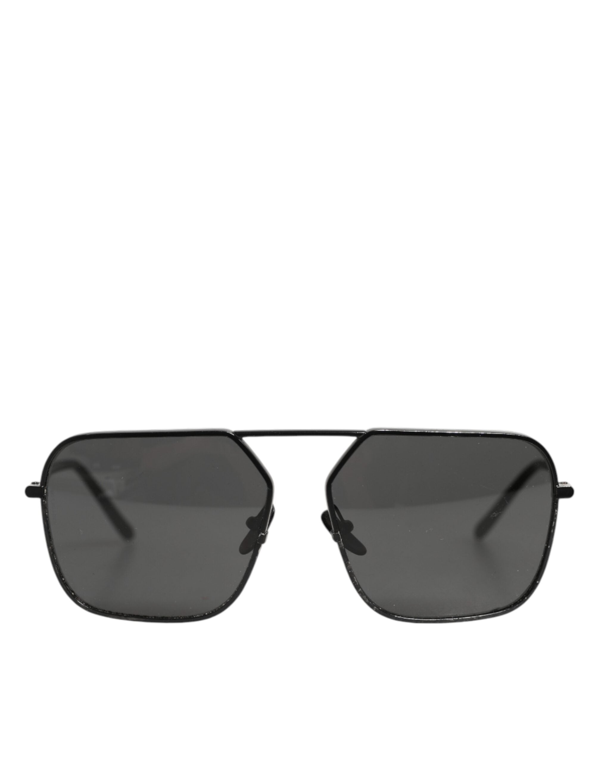Lunettes de soleil Dolce & Gabbana à monture carrée en métal noir avec verres teintés, style moderne et élégant.