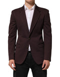 Veste blazer en coton bordeaux Dolce & Gabbana avec deux boutons, costume élégant pour homme.
