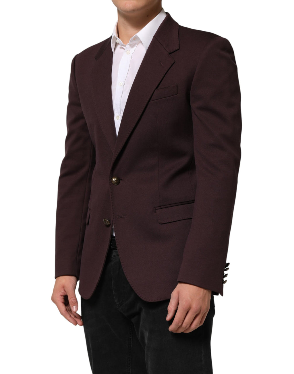 Veste blazer en coton bordeaux Dolce & Gabbana avec deux boutons, élégant et classique pour homme.