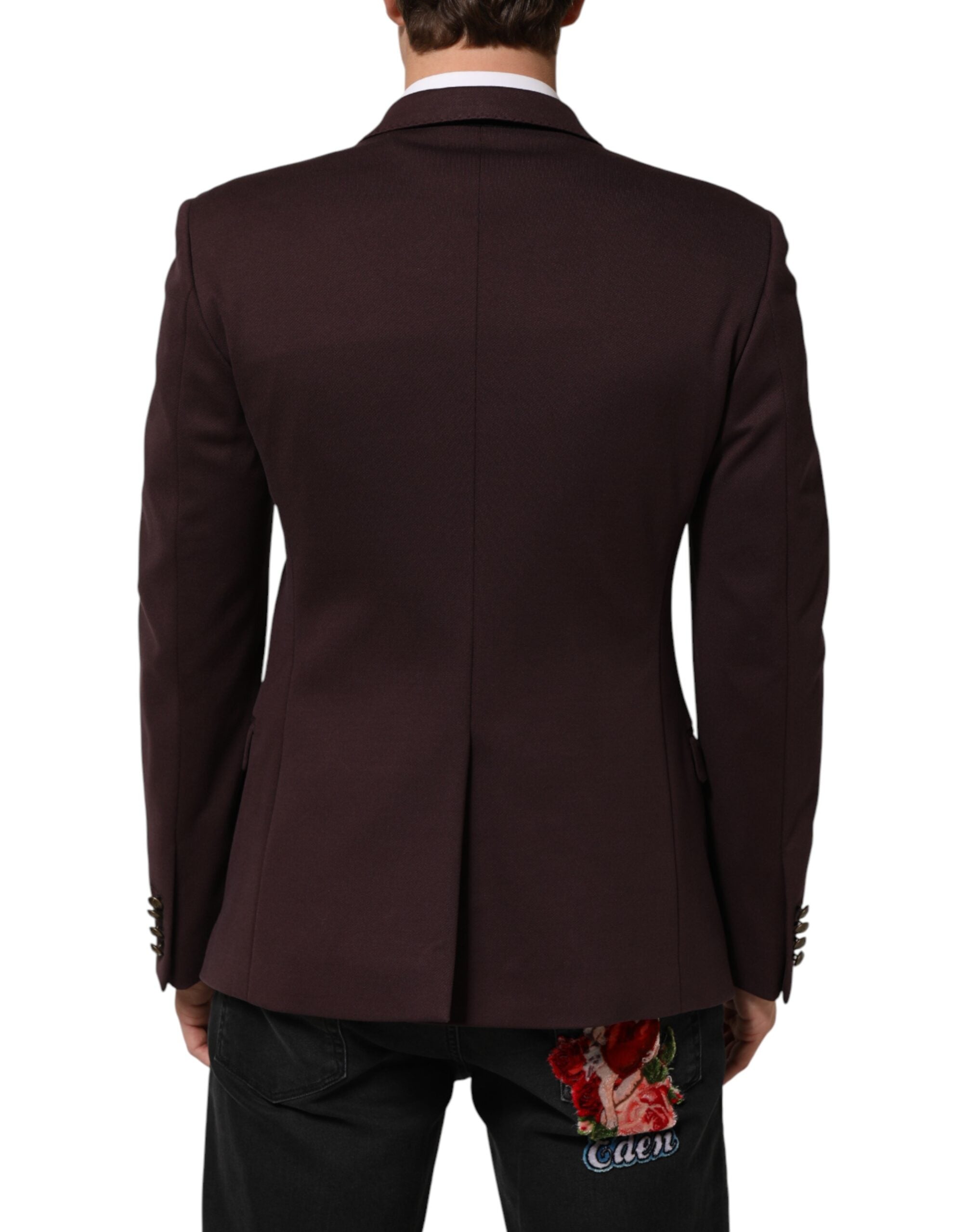 Veste blazer en coton bordeaux de Dolce & Gabbana avec deux boutons, style élégant et moderne.