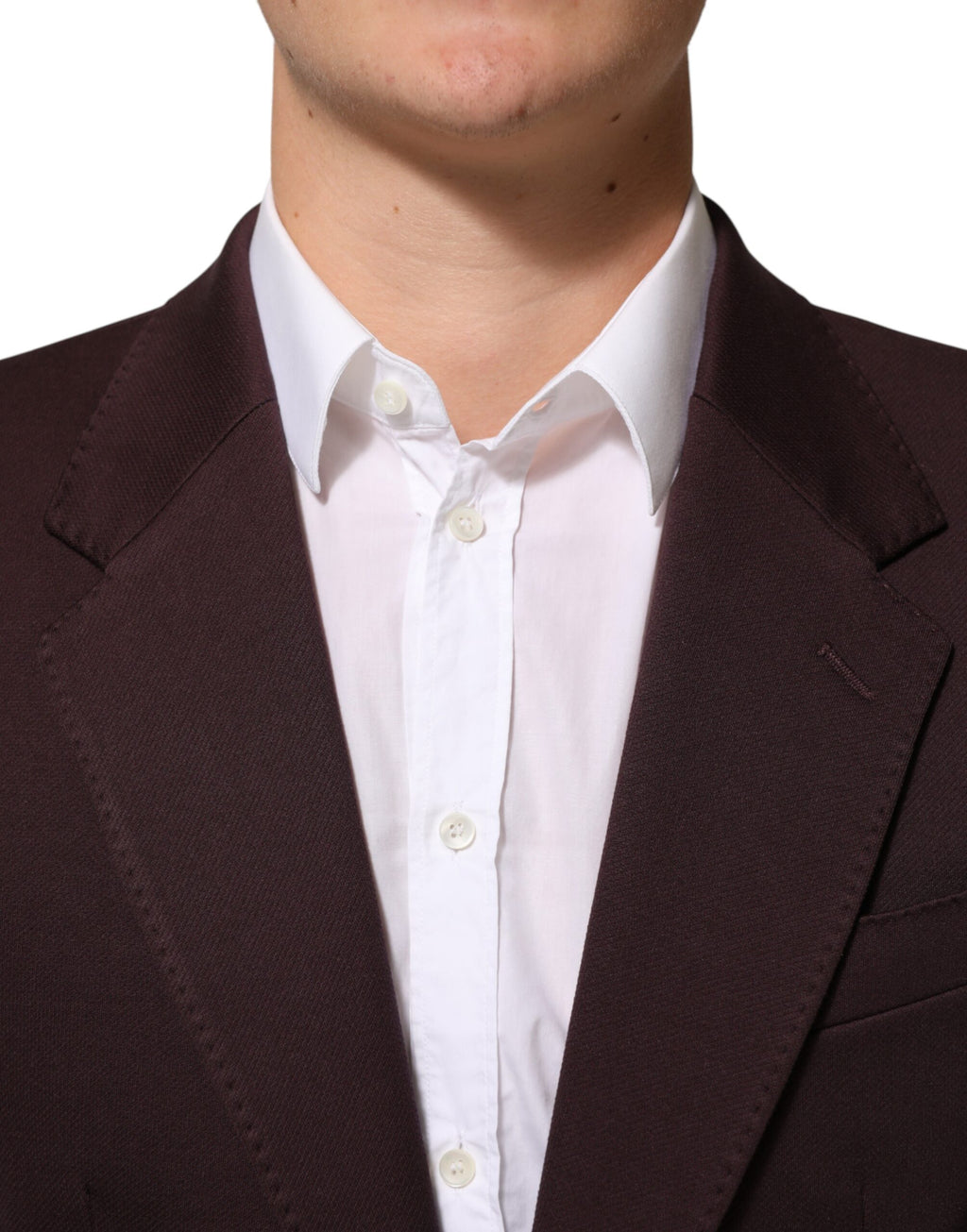 Veste blazer Dolce & Gabbana en coton marron bordeaux avec deux boutons, style élégant et classique.