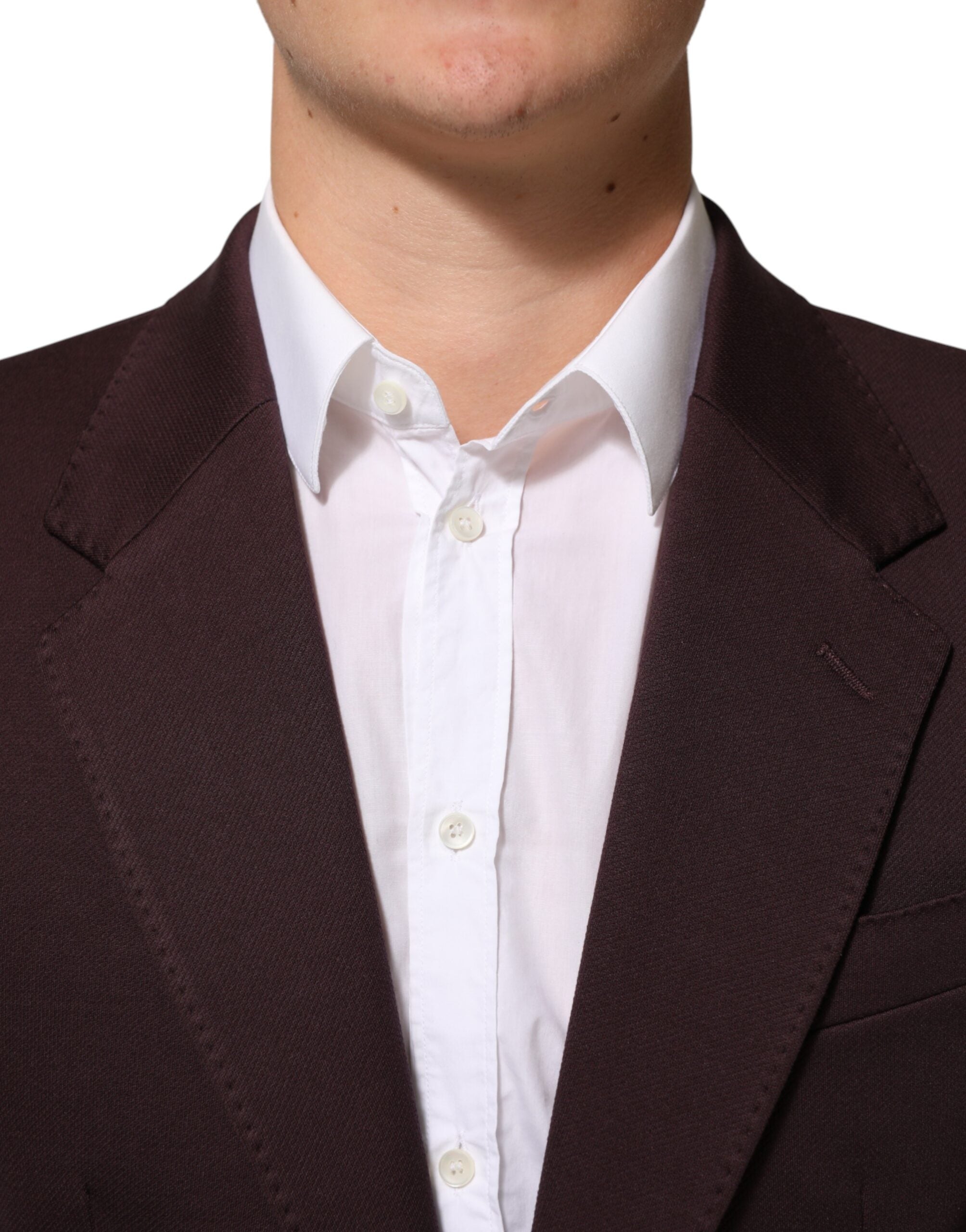 Veste blazer Dolce & Gabbana en coton marron bordeaux avec deux boutons, style élégant et classique.