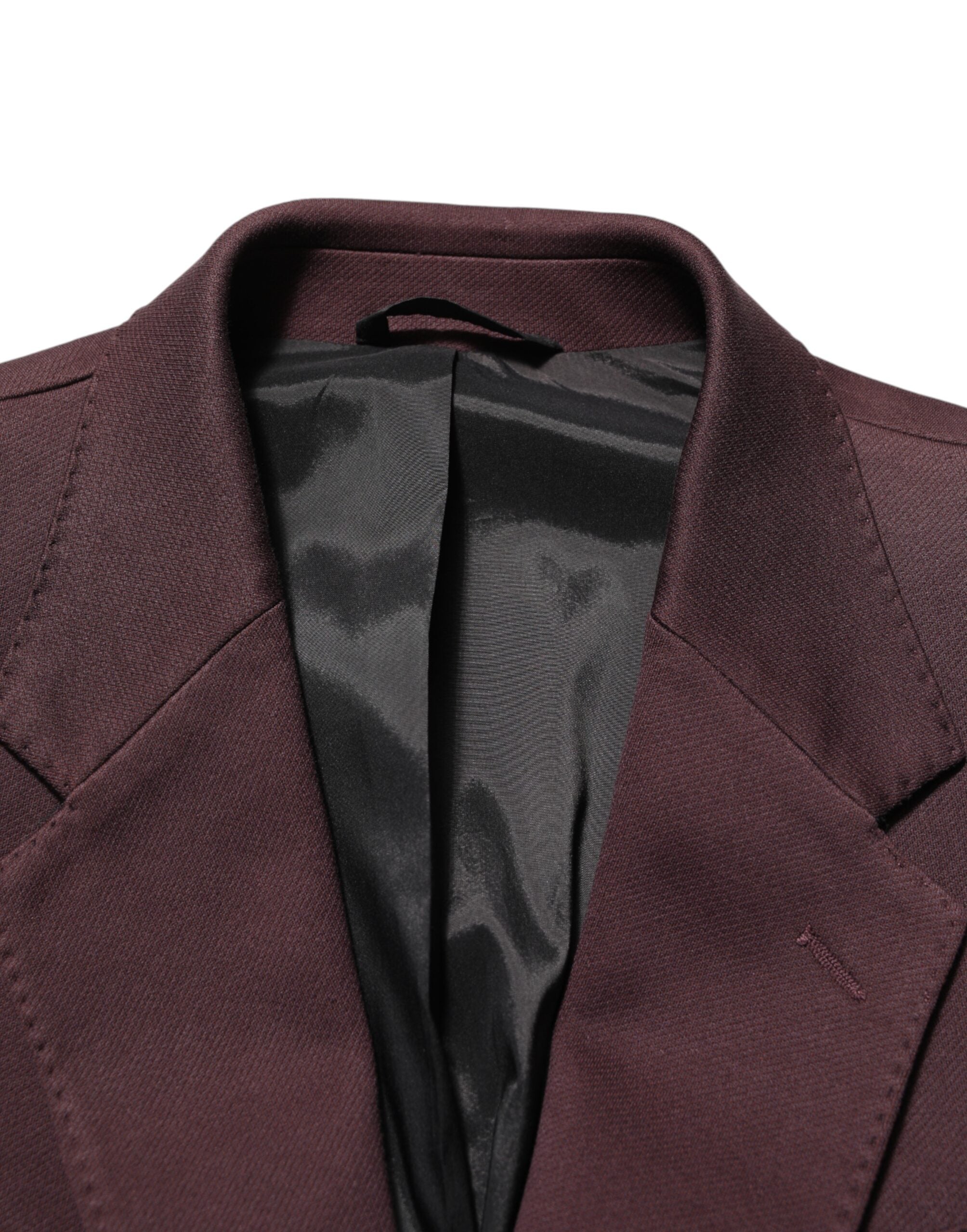 Veste blazer Dolce & Gabbana en coton marron bordeaux avec deux boutons, style élégant et sophistiqué.
