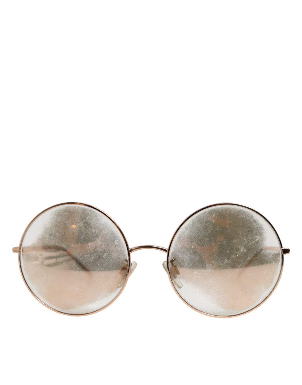 Lunettes de soleil Dolce & Gabbana avec monture dorée rose et verres ronds, style élégant et sophistiqué.